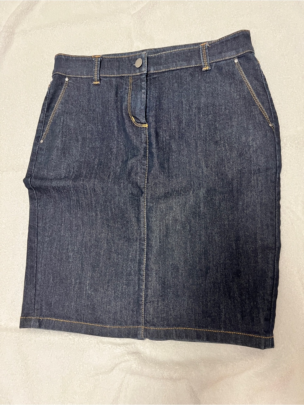 Ann Taylor Dark Wash stretch Denim Pencil Skirt
